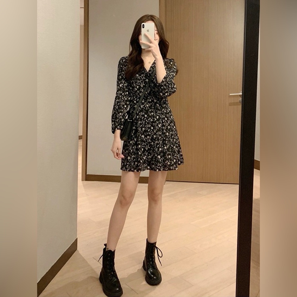 Floral Print Long Sleeve Dress